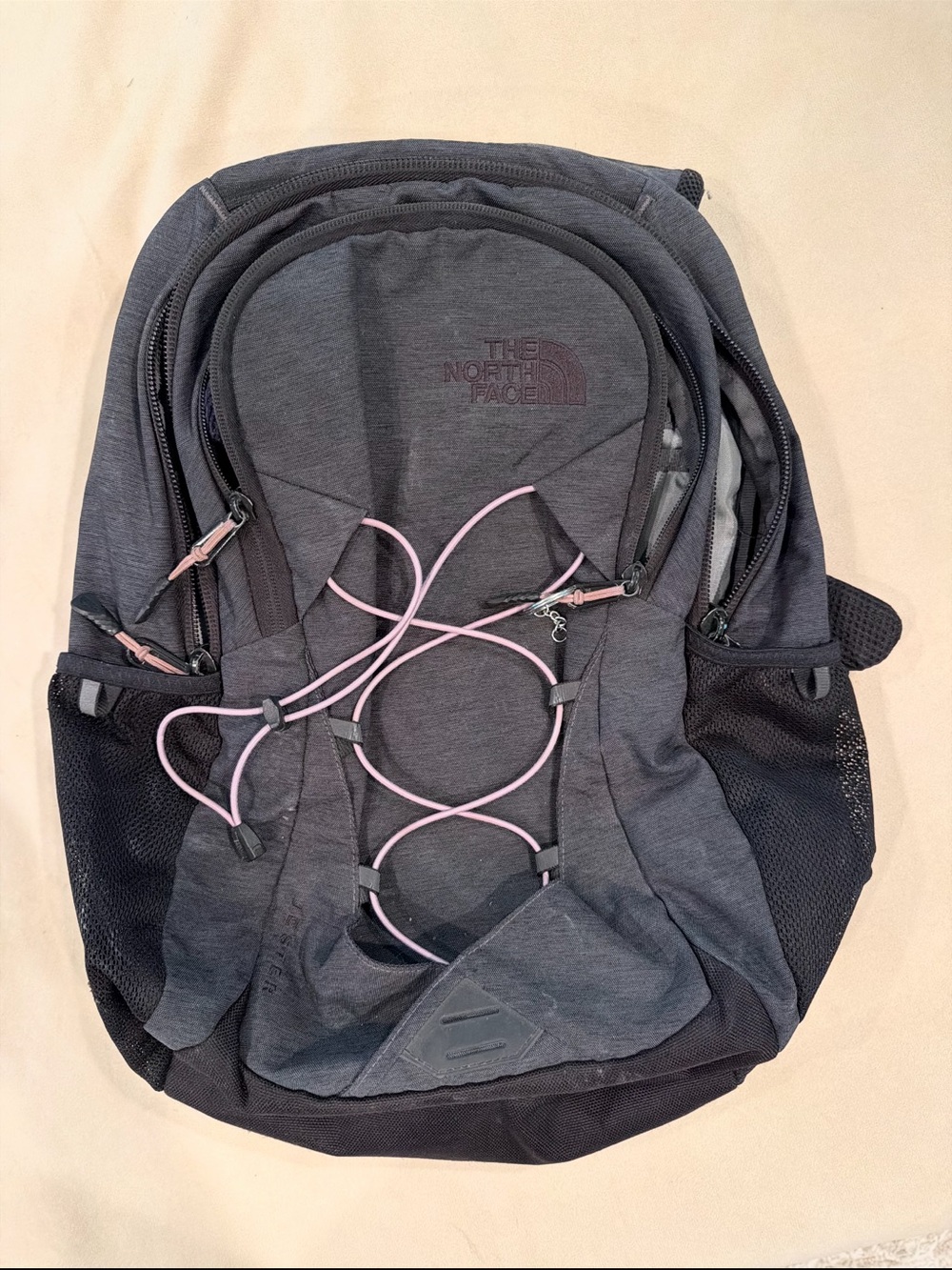 The North Face Backpack with Pink Bungee Cord